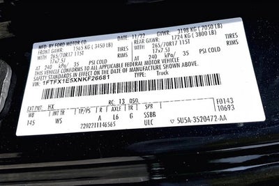 2022 Ford F-150 4WD 5.0 V8 6.5 BED