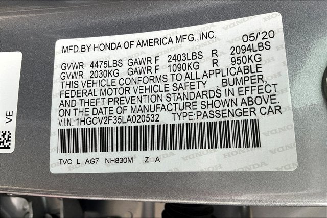 2020 Honda Accord Sedan Sport