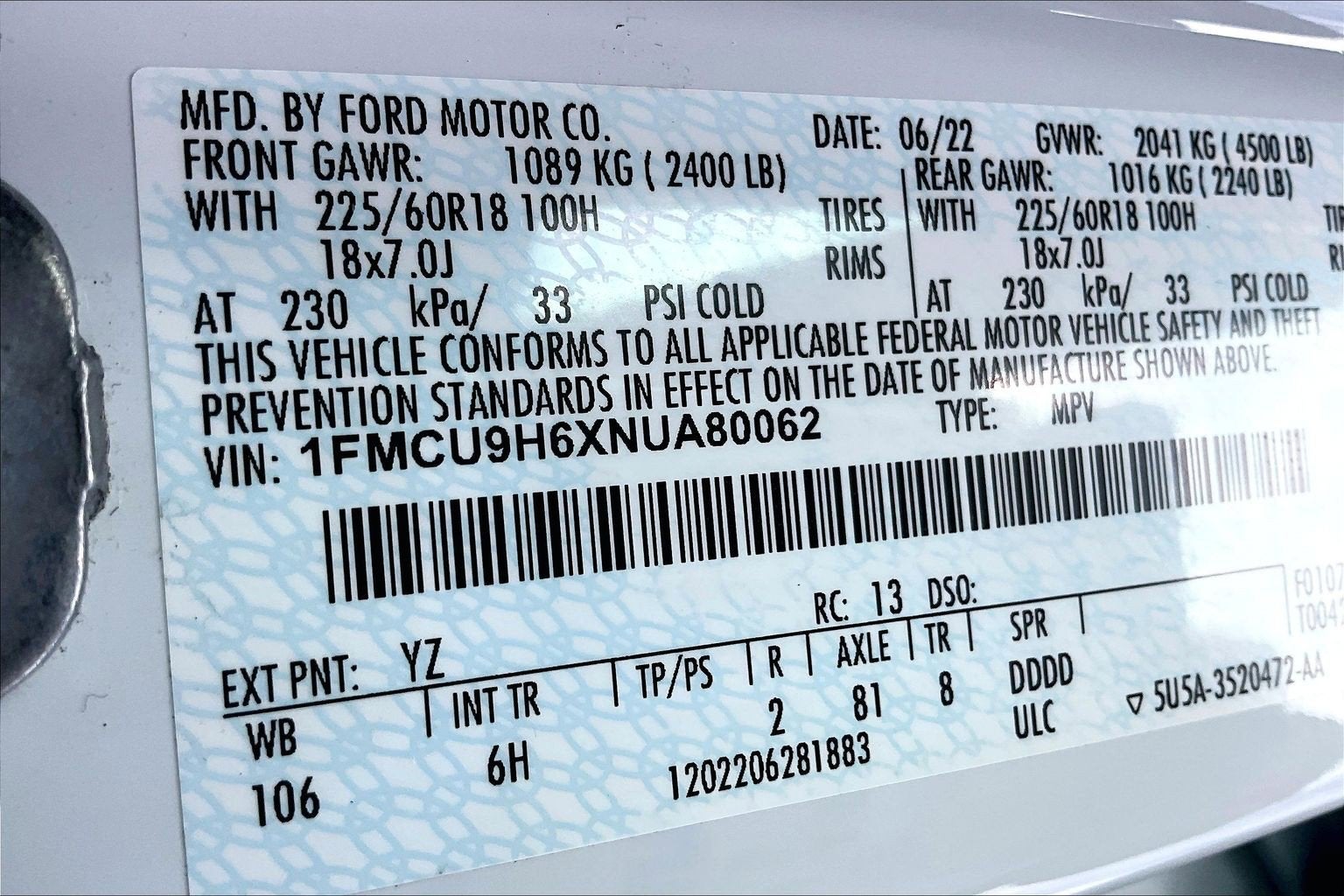 2022 Ford Escape SEL TECH PANO ROOF