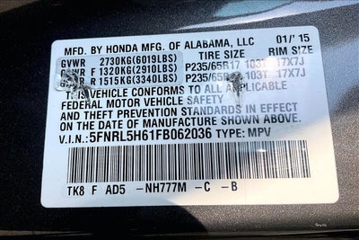 2015 Honda Odyssey EX-L