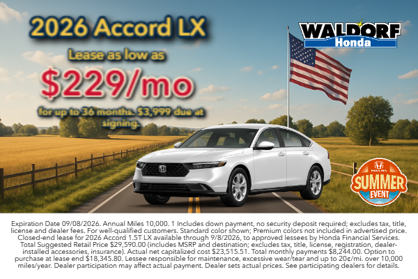 2026 Accord: Lease as low as $229/mo