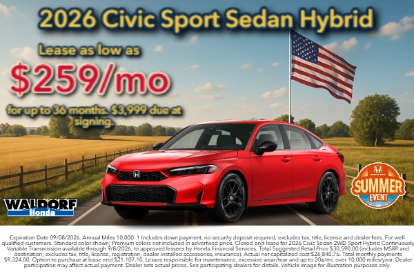 Lease Civic Hybrid for $259/mo!