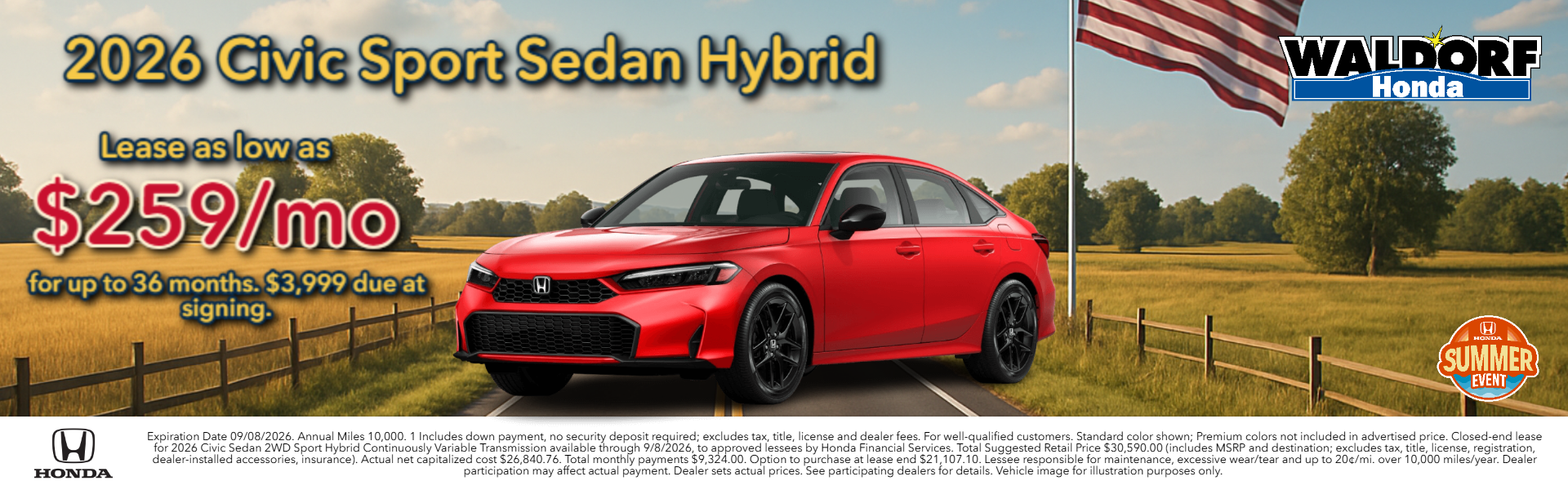 Lease Civic Hybrid for $259/mo!