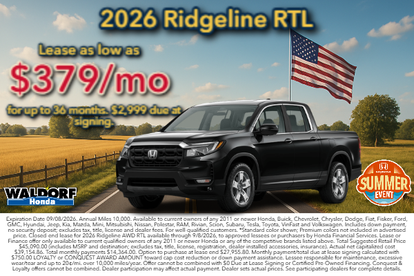Lease Ridgeline RTL for $379/mo