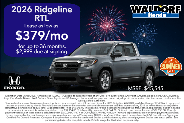 Lease Ridgeline RTL for $379/mo