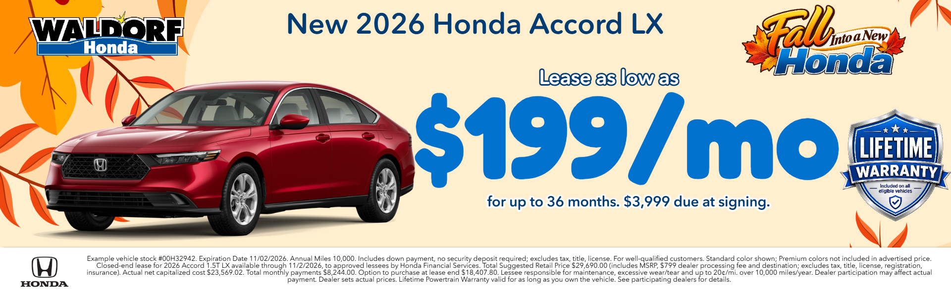 Lease a new 2026 Accord for as low as $229/mo