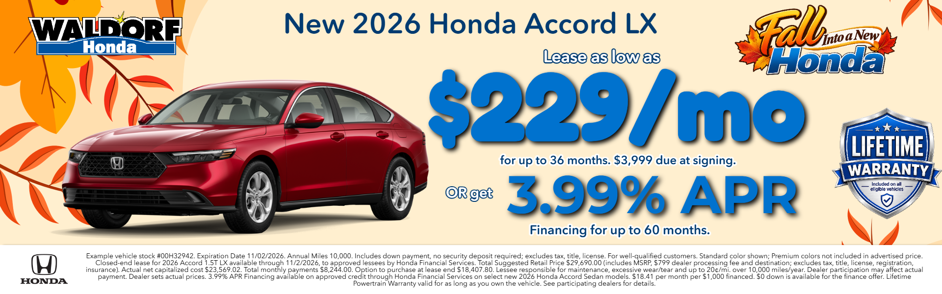 Lease a new 2026 Accord for as low as $229/mo
