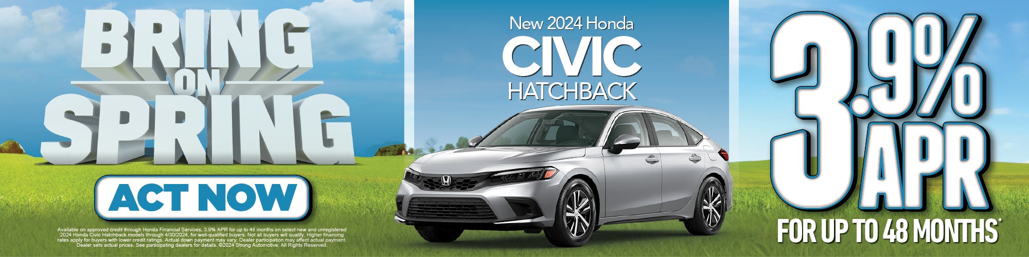 2024 Honda Civic Hatchback 3.9% APR for up to 48 months 