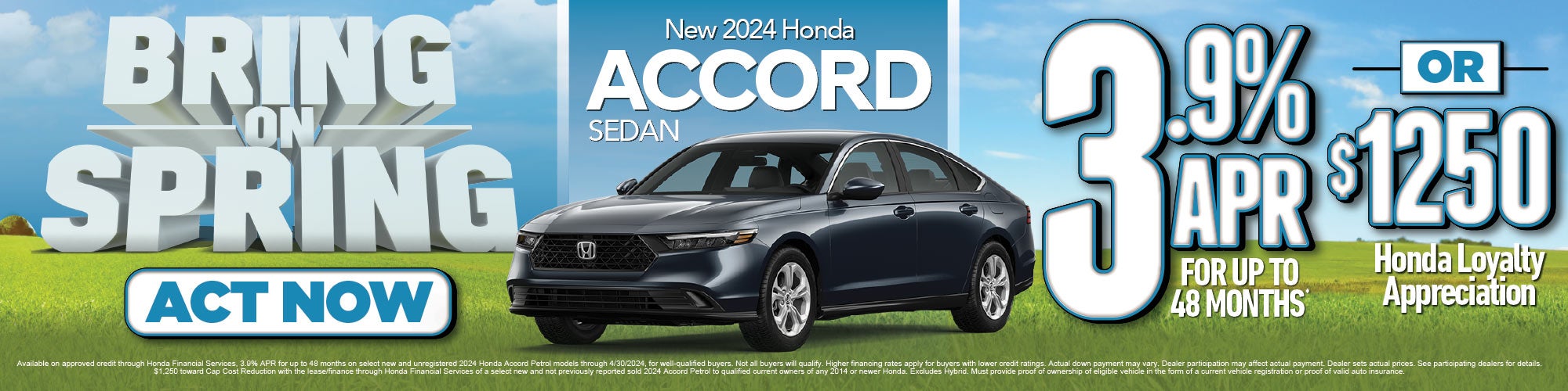 2024 Honda Accord Sedan 3.9% APR for up to 48 months 